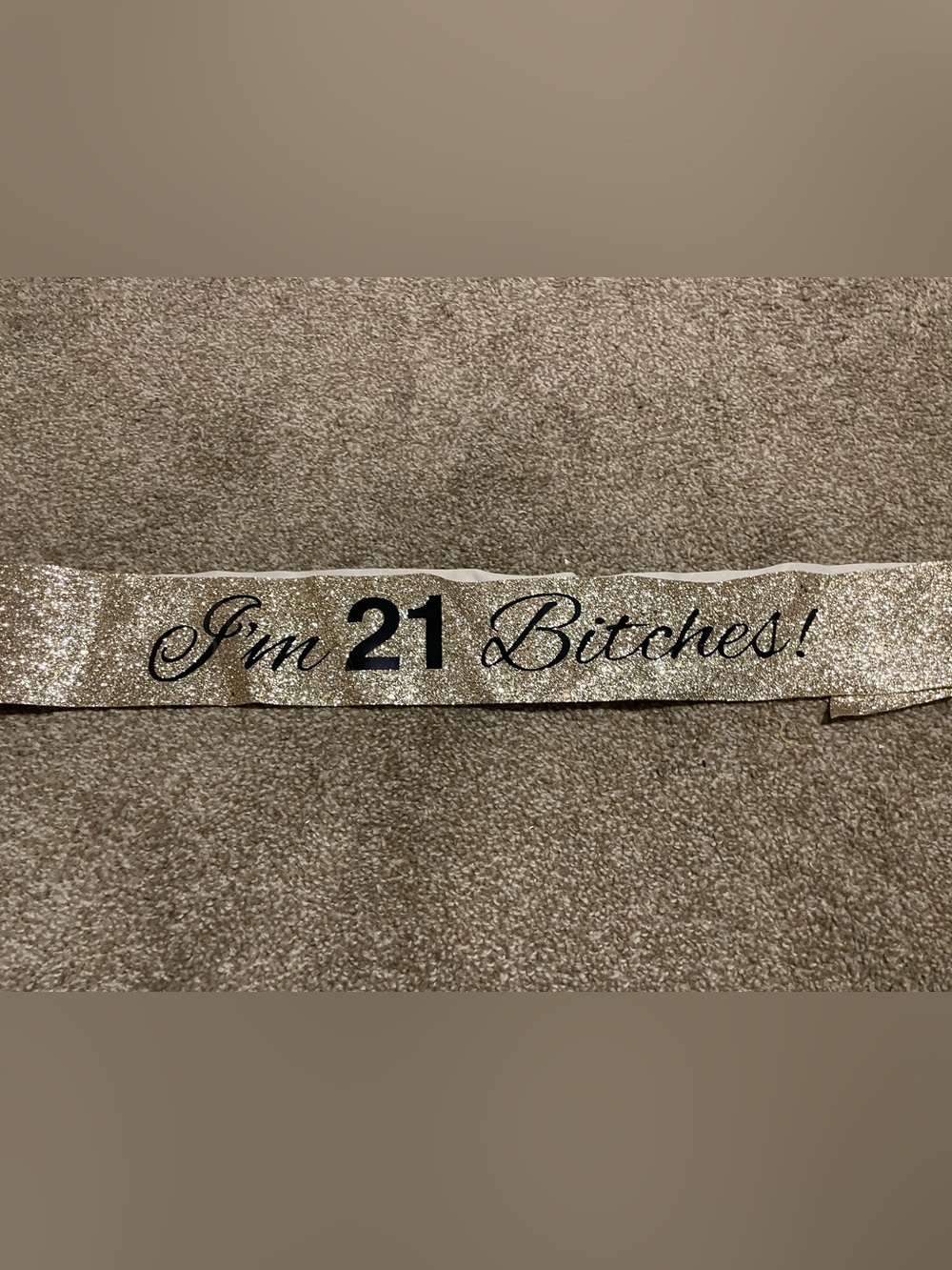 Gold Glitter "I'm 21" Sash - 21st Birthday Party Accessory